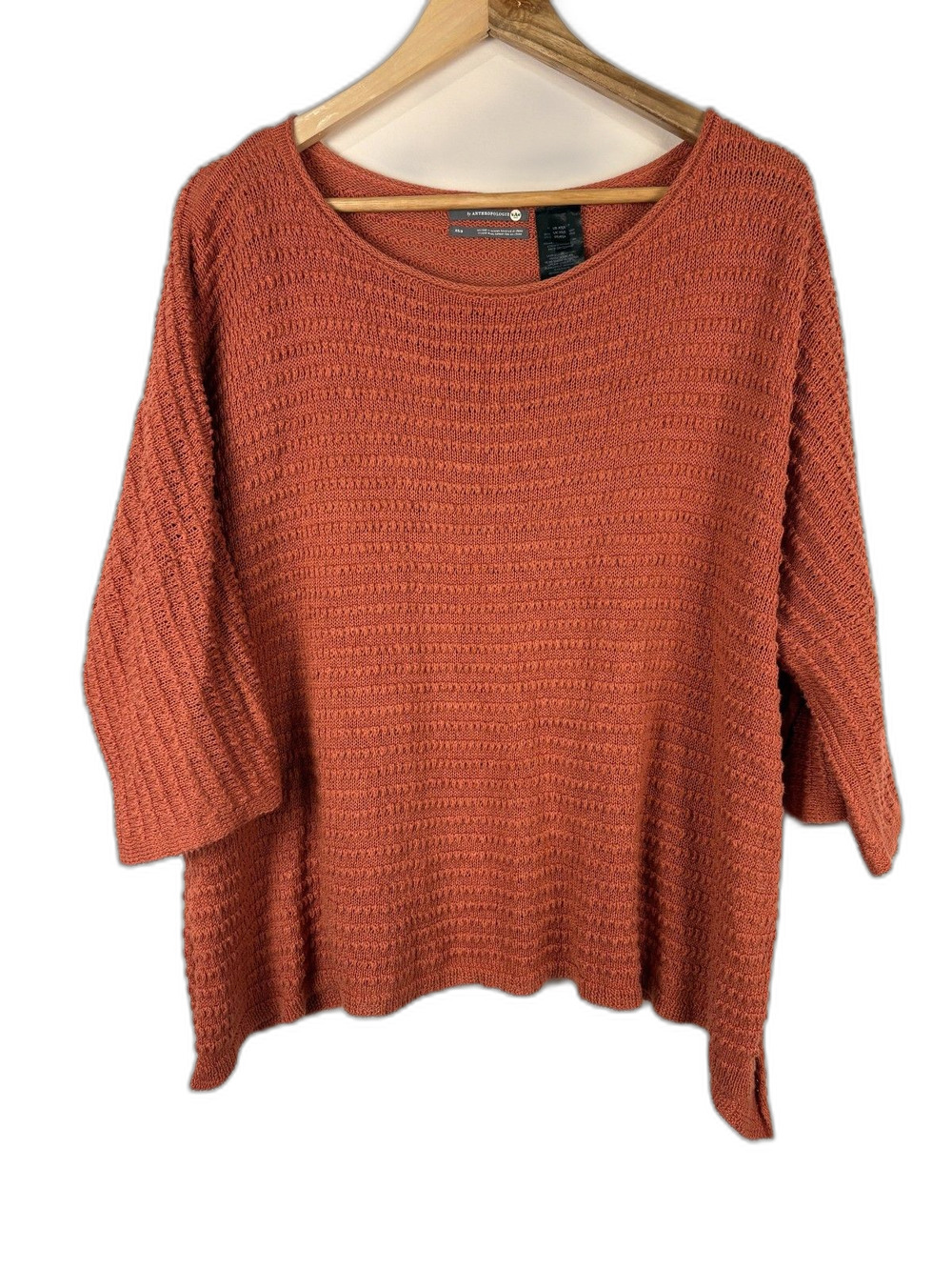 Anthropologie Linen Blend Oversized Pullover Sweater Open Sides XS Small Coastal
